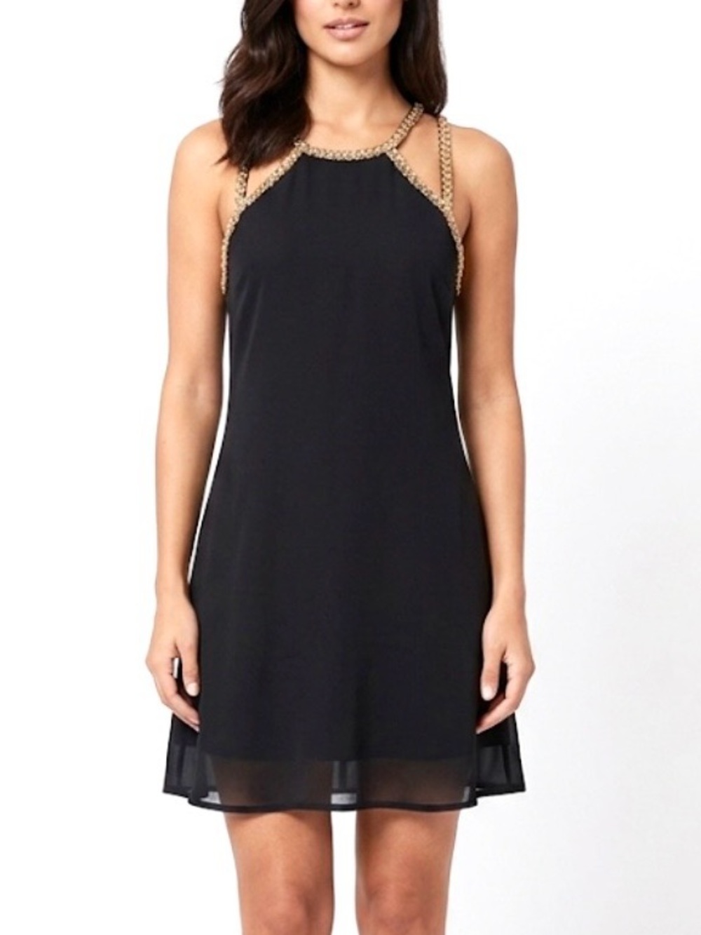 Fora Mini Beaded Black Dress Size Sm